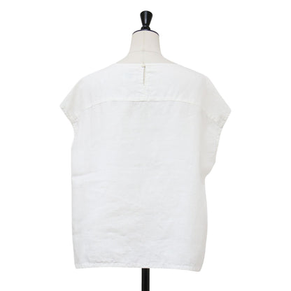 リネン ノースリーブ プルオーバー ブラウス / SLEEVELESS PULLOVER フレンチスリーブ クルーネック