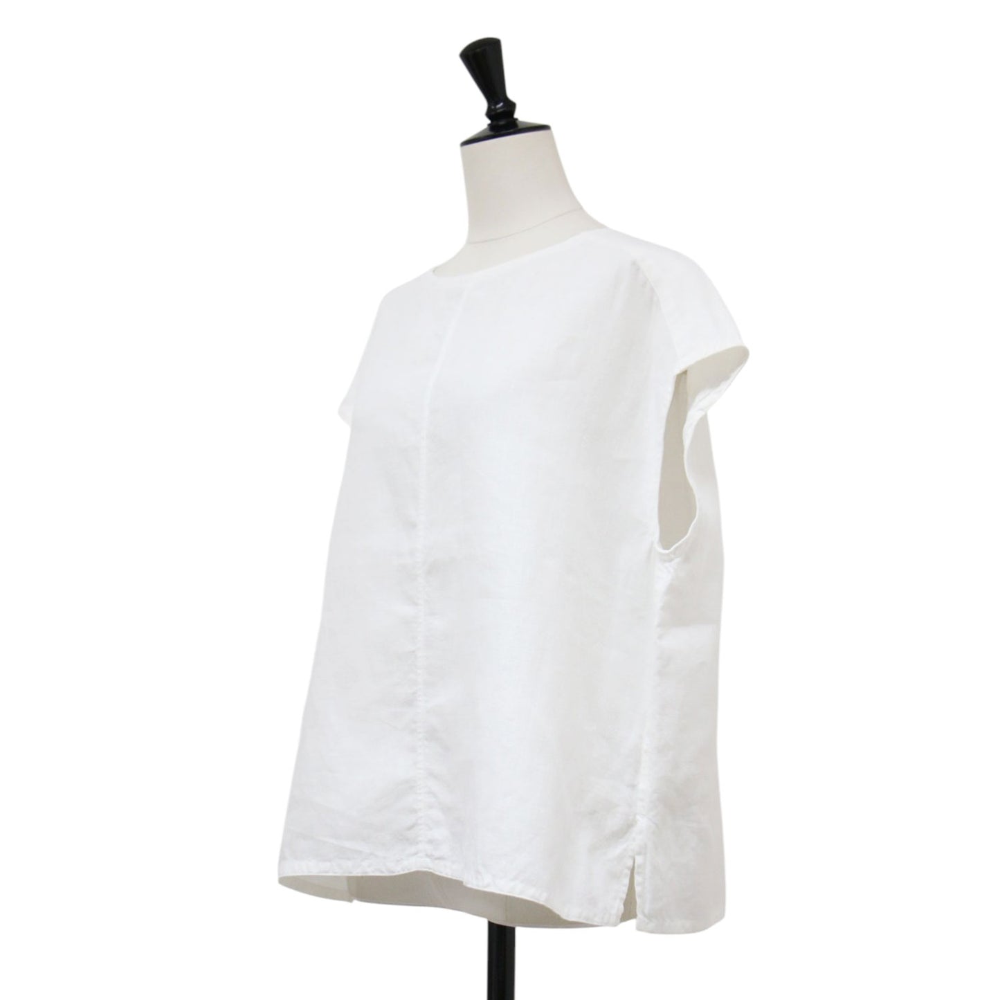 リネン ノースリーブ プルオーバー ブラウス / SLEEVELESS PULLOVER フレンチスリーブ クルーネック