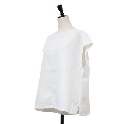 リネン ノースリーブ プルオーバー ブラウス / SLEEVELESS PULLOVER フレンチスリーブ クルーネック