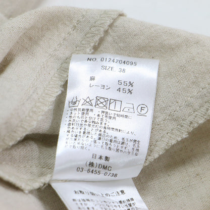 24春夏 タックショルダー ワンピース / ミディ丈 フレンチスリーブ スキッパーカラーリネン