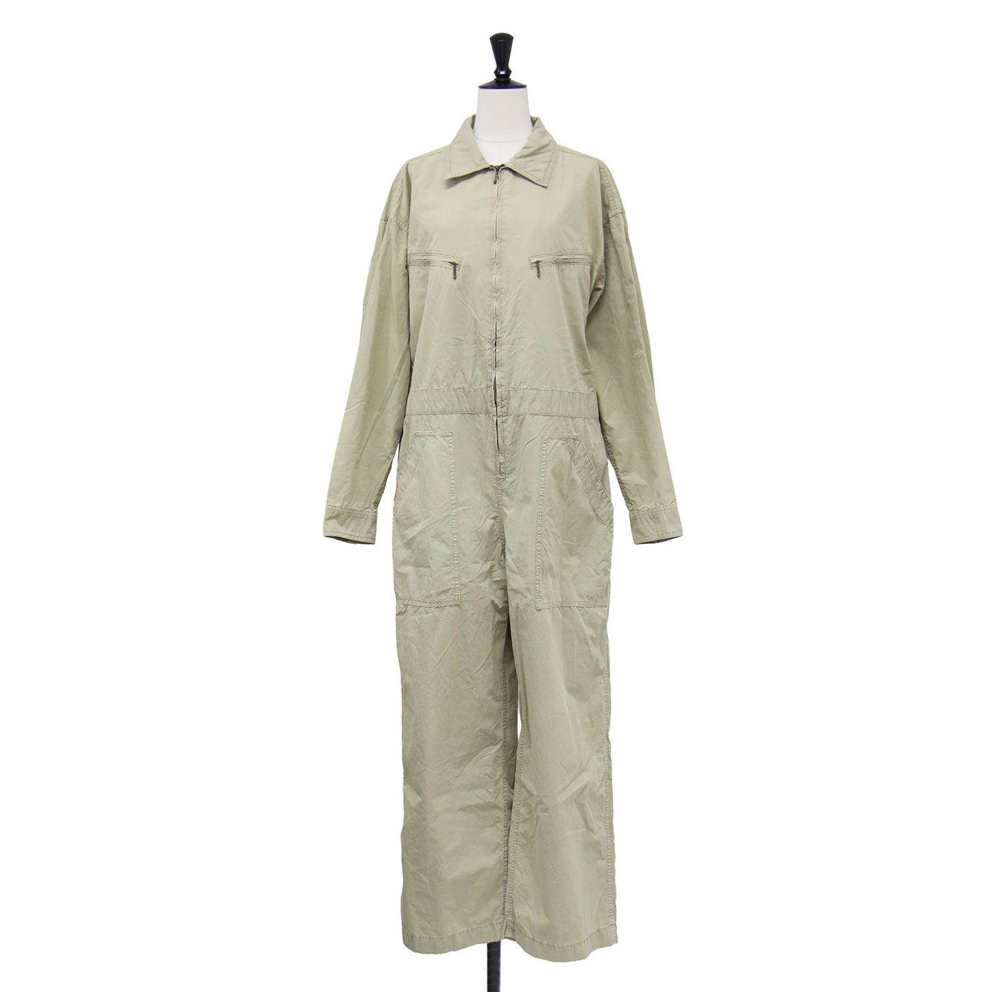 23春夏 フライトスーツ / Flight suit つなぎ オールインワン ジャンプスーツ 長袖 ロング丈 レギュラーカラー ミリタリー ワークテイスト コットン