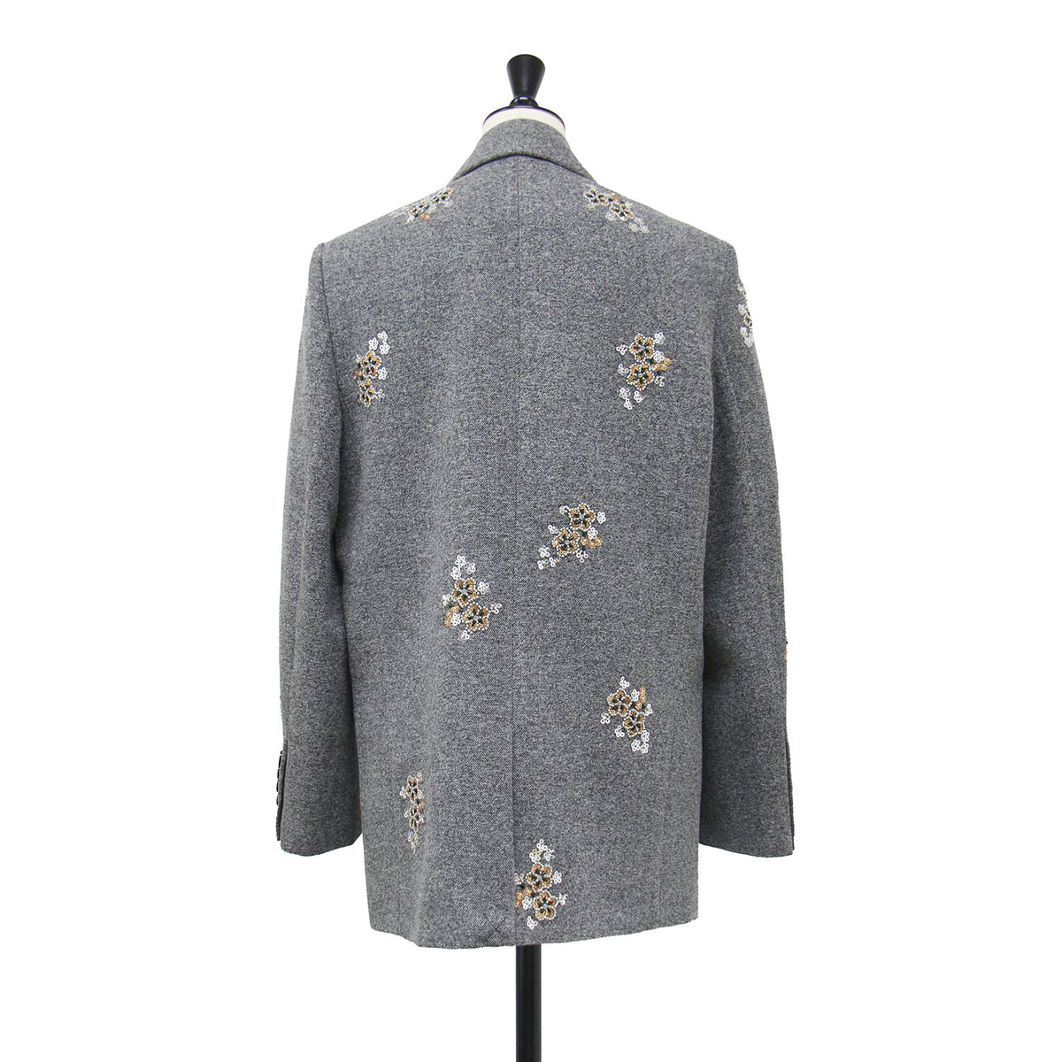 25春夏 ビーズ刺繍 ヘリンボーン ジャケット / テーラードジャケット ロング シングルブレスト 長袖 スパンコール
