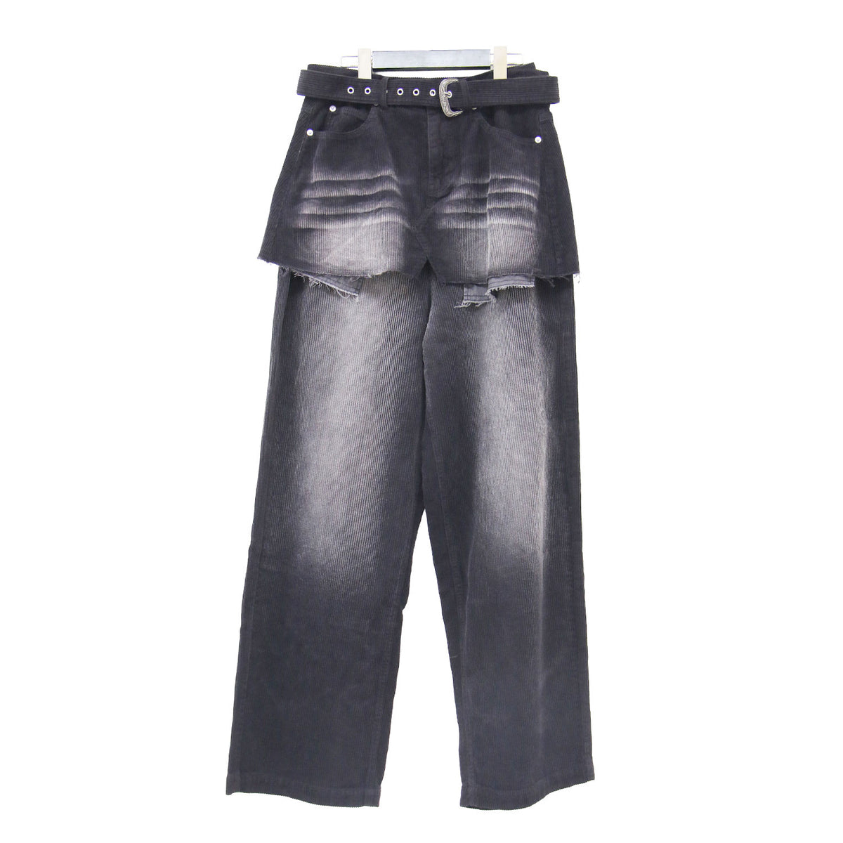 24秋冬 コーデュロイ レイヤード パンツ / 3441419745 / スカート セット ワイド ベルト付き コットン カットオフ