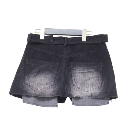 24秋冬 コーデュロイ レイヤード パンツ / 3441419745 / スカート セット ワイド ベルト付き コットン カットオフ