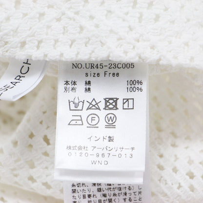 24春夏 インドコットンレースブラウス / プルオーバー 九分袖 ミディ丈 スキッパーネック ワイドスリーブ ボックスシルエットスリット タッセル