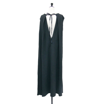 25春夏 バックリボン ドレス / ワンピース ロング ノースリーブ クルーネック フレア