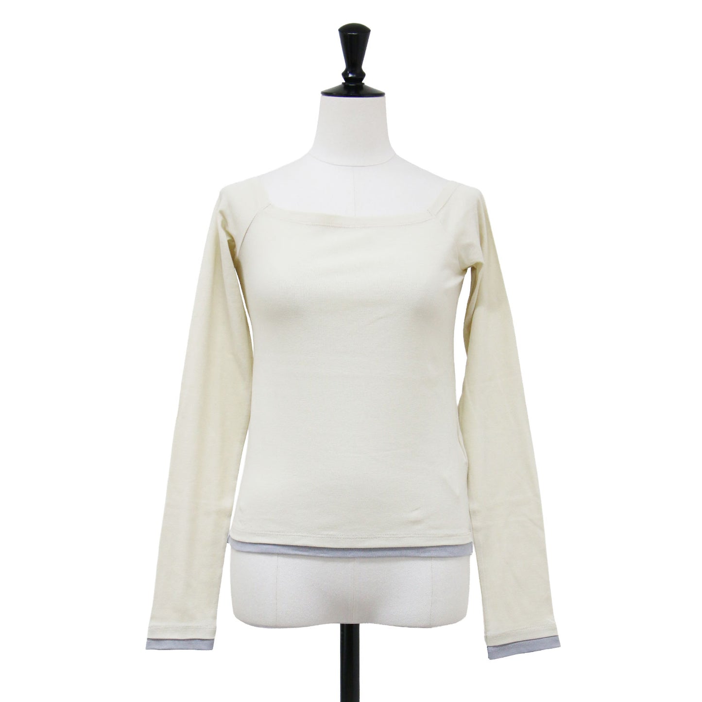 コットン オフショルダー レイヤード プルオーバー / COTTON OFF SHOULDER LAYERED PULLOVER カットソー Tシャツ 長袖