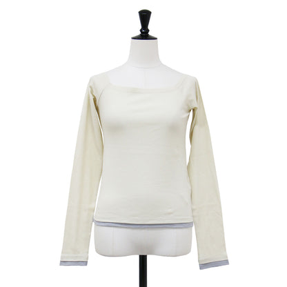 コットン オフショルダー レイヤード プルオーバー / COTTON OFF SHOULDER LAYERED PULLOVER カットソー Tシャツ 長袖