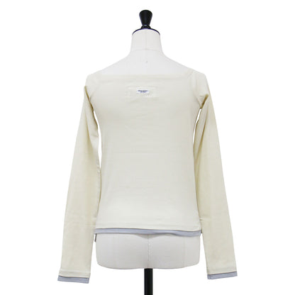 コットン オフショルダー レイヤード プルオーバー / COTTON OFF SHOULDER LAYERED PULLOVER カットソー Tシャツ 長袖