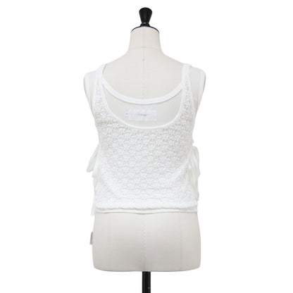 26春夏 ナイロン コットン レース リボン レイヤード タンクトップ / NYLON COTTON FLOWER LACE RIBBON LAYERED TANK TOP ノースリーブ クルーネック