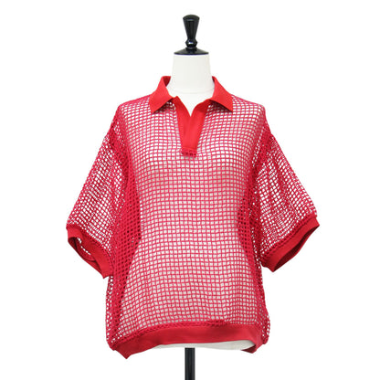 26春夏 スクエアメッシュ スキッパー ポロシャツ / SQUARE MESH SKIPPER POLO プルオーバー 半袖 襟付き