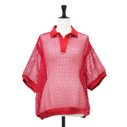 26春夏 スクエアメッシュ スキッパー ポロシャツ / SQUARE MESH SKIPPER POLO プルオーバー 半袖 襟付き