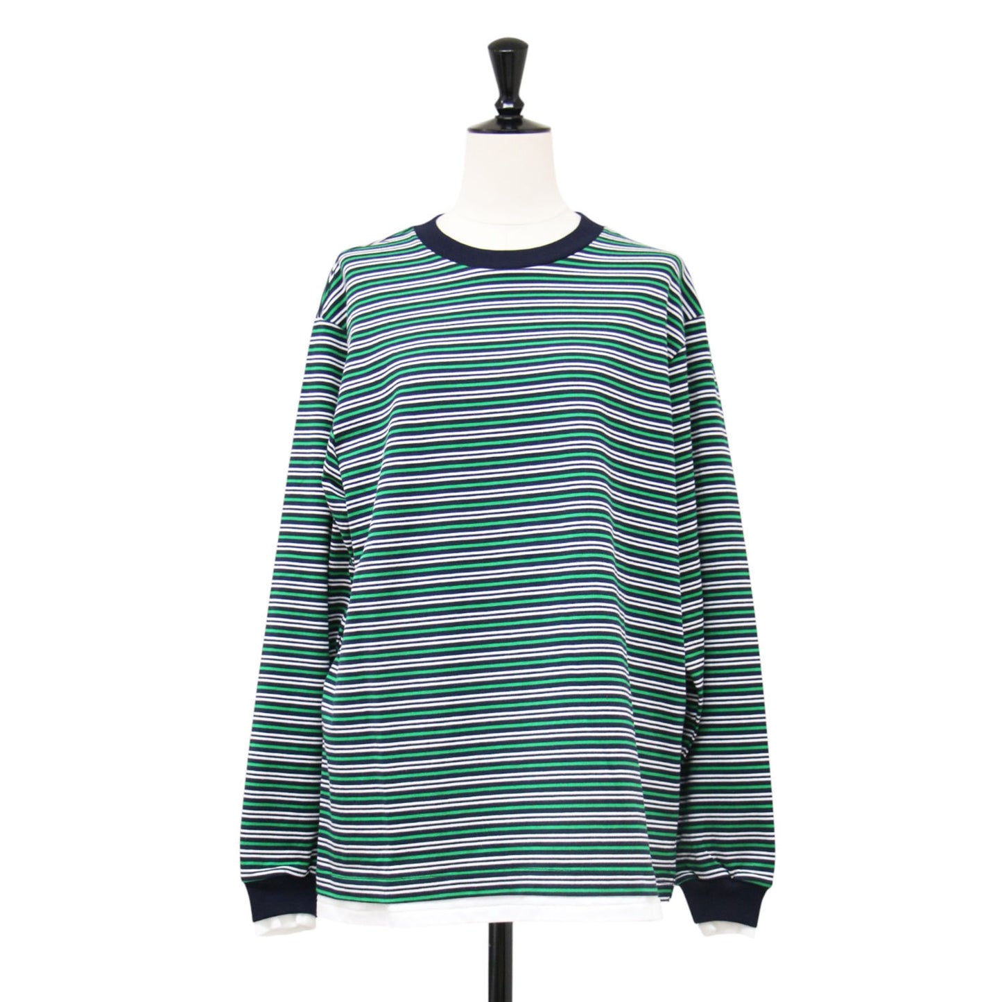 ボーダー レイヤード ロングスリーブ Tシャツ / カットソー 長袖 オーバーサイズ