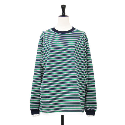 ボーダー レイヤード ロングスリーブ Tシャツ / カットソー 長袖 オーバーサイズ