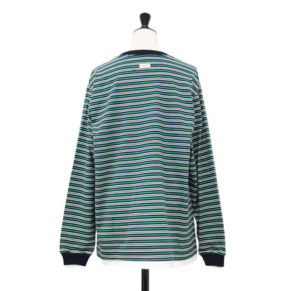 ボーダー レイヤード ロングスリーブ Tシャツ / カットソー 長袖 オーバーサイズ