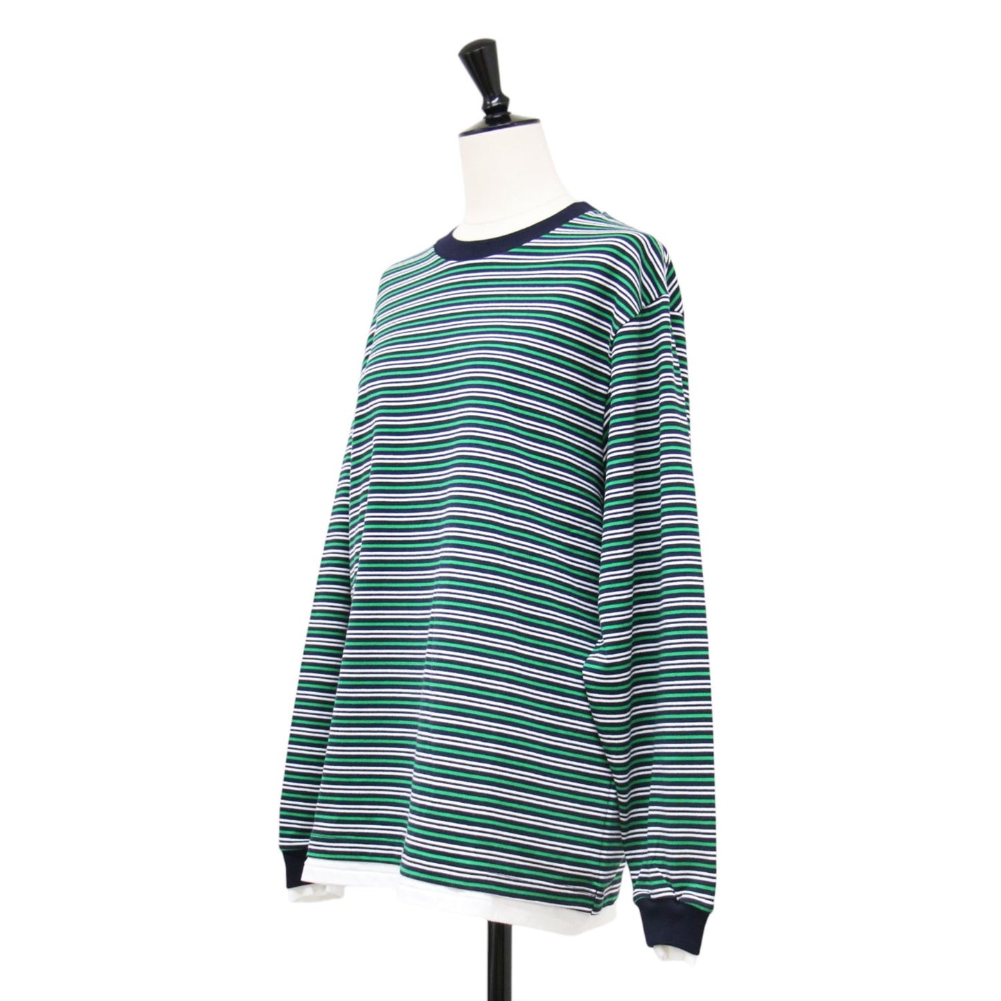 ボーダー レイヤード ロングスリーブ Tシャツ / カットソー 長袖 オーバーサイズ
