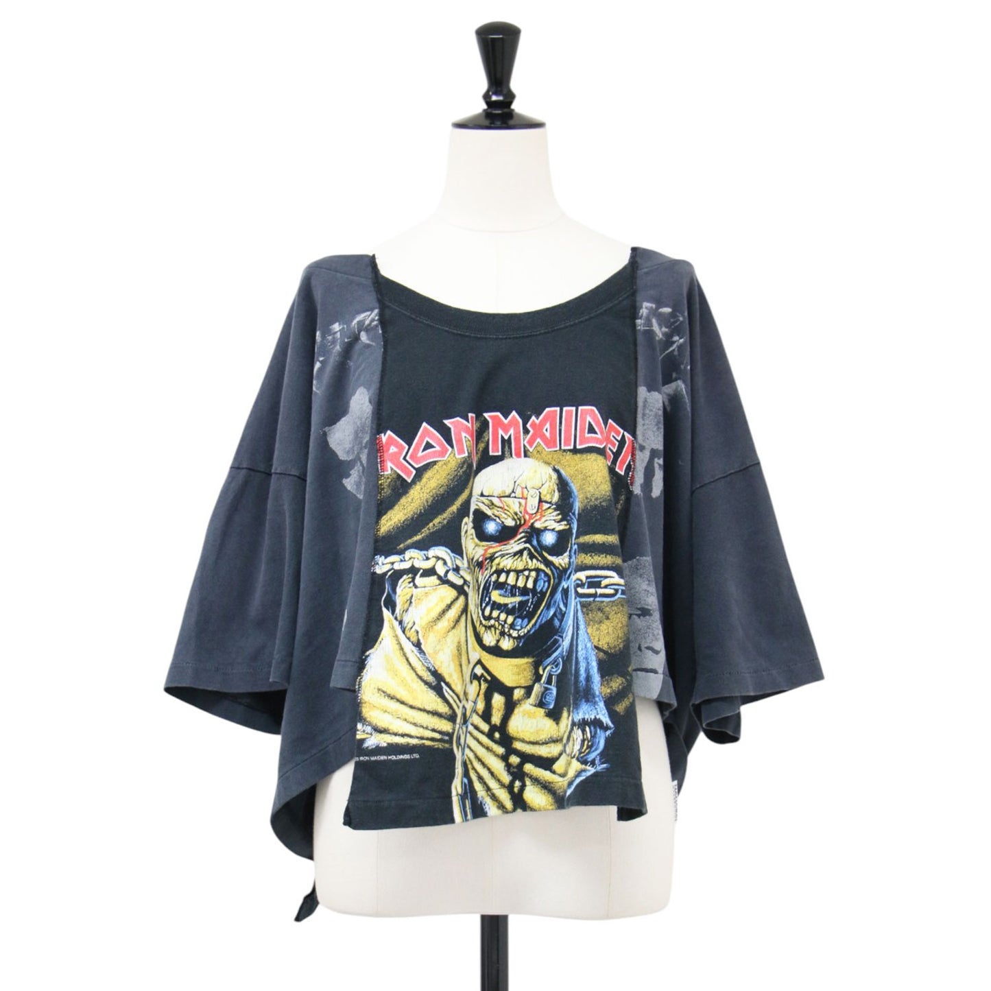 リメイク 半袖 Tシャツ / カットソー ラウンドネック ハーフスリーブ パッチワーク ワイド