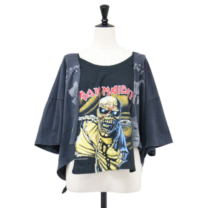 リメイク 半袖 Tシャツ / カットソー ラウンドネック ハーフスリーブ パッチワーク ワイド