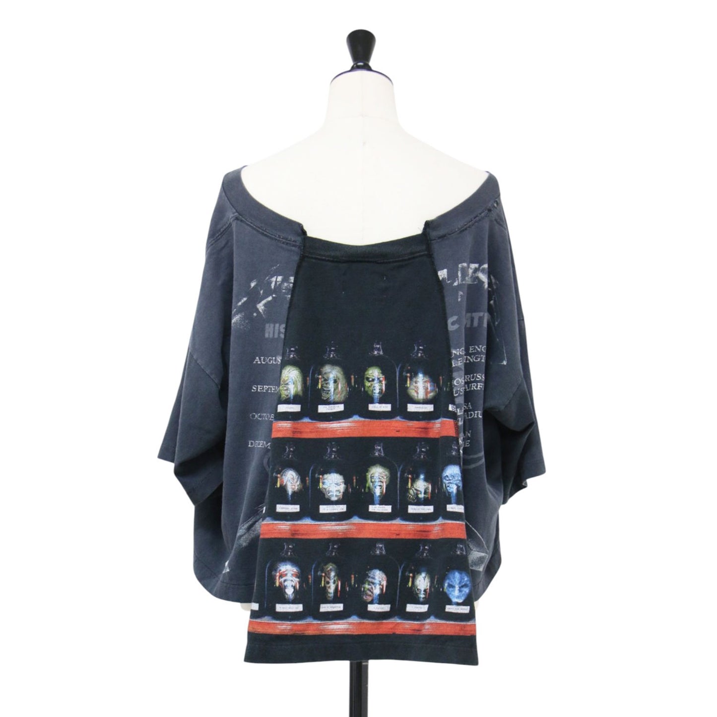 リメイク 半袖 Tシャツ / カットソー ラウンドネック ハーフスリーブ パッチワーク ワイド