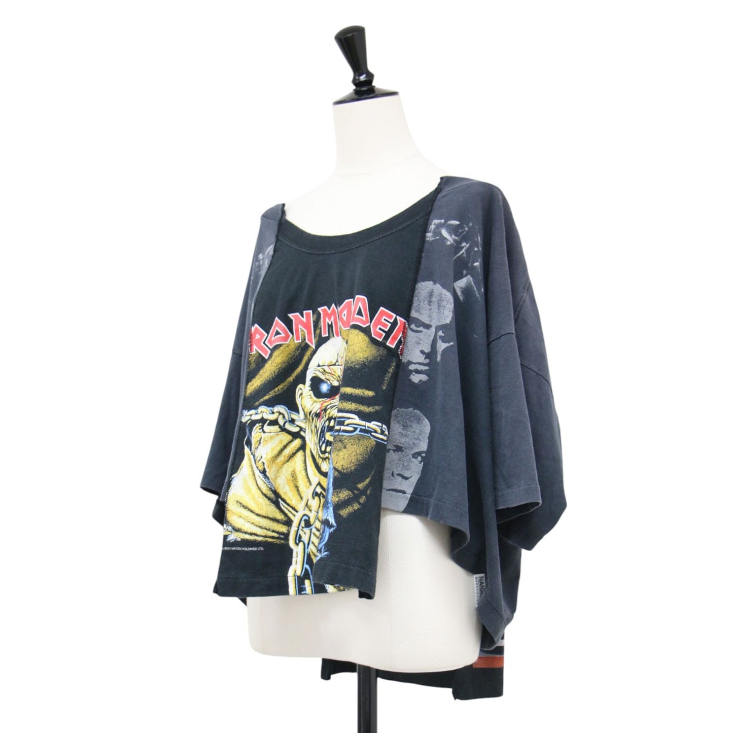 リメイク 半袖 Tシャツ / カットソー ラウンドネック ハーフスリーブ パッチワーク ワイド