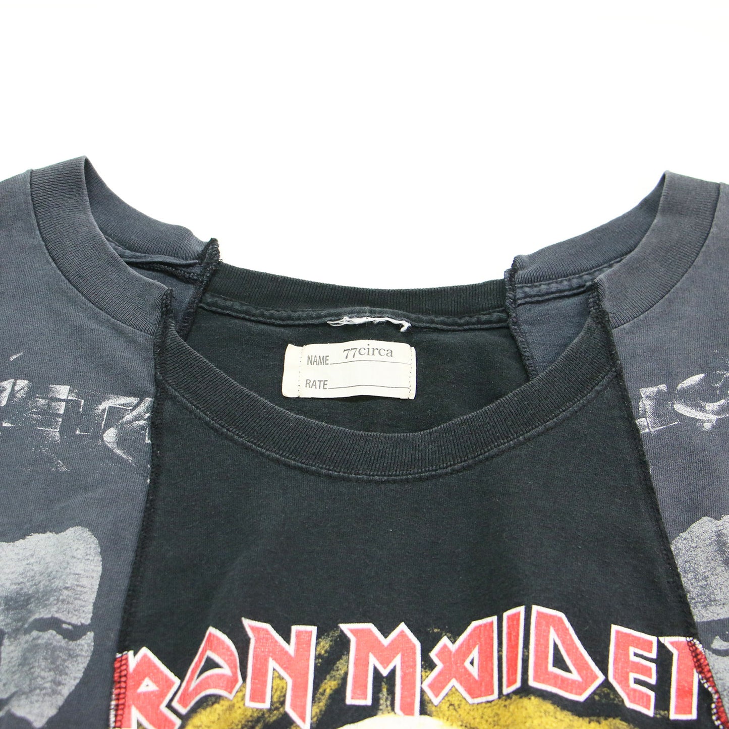 リメイク 半袖 Tシャツ / カットソー ラウンドネック ハーフスリーブ パッチワーク ワイド