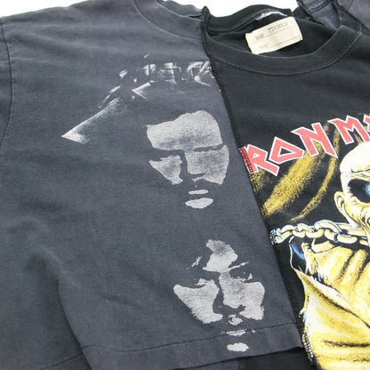 リメイク 半袖 Tシャツ / カットソー ラウンドネック ハーフスリーブ パッチワーク ワイド