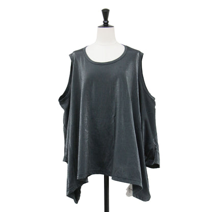 24春夏 オープンショルダー Tシャツ JM-T028 / カットソー 長袖 ノースリーブ ラウンドネック 2WAY メタリック コットン