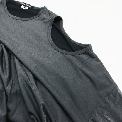 24春夏 オープンショルダー Tシャツ JM-T028 / カットソー 長袖 ノースリーブ ラウンドネック 2WAY メタリック コットン