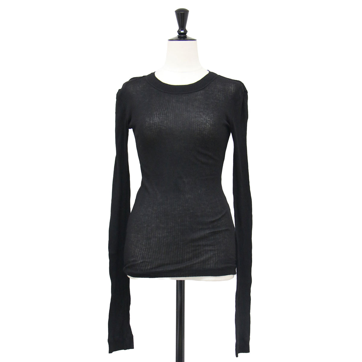 25春夏 コットン リブ 長袖 カットソー / ANIS RIB TOP UWA4-NCTW-0711 / Tシャツ プルオーバー クルーネック シアー