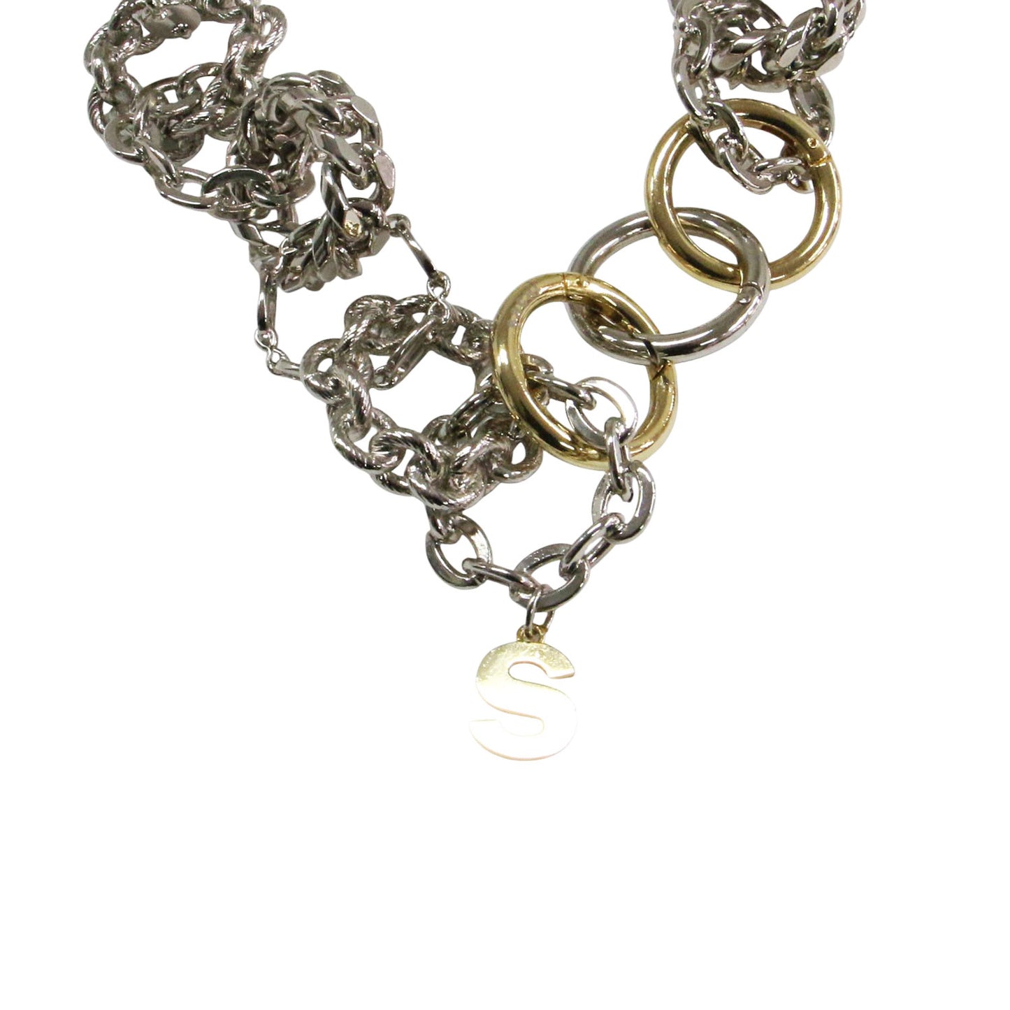 23春夏 チェーンドチェーン ネックレス / Chained Chain Necklace メタルロゴ