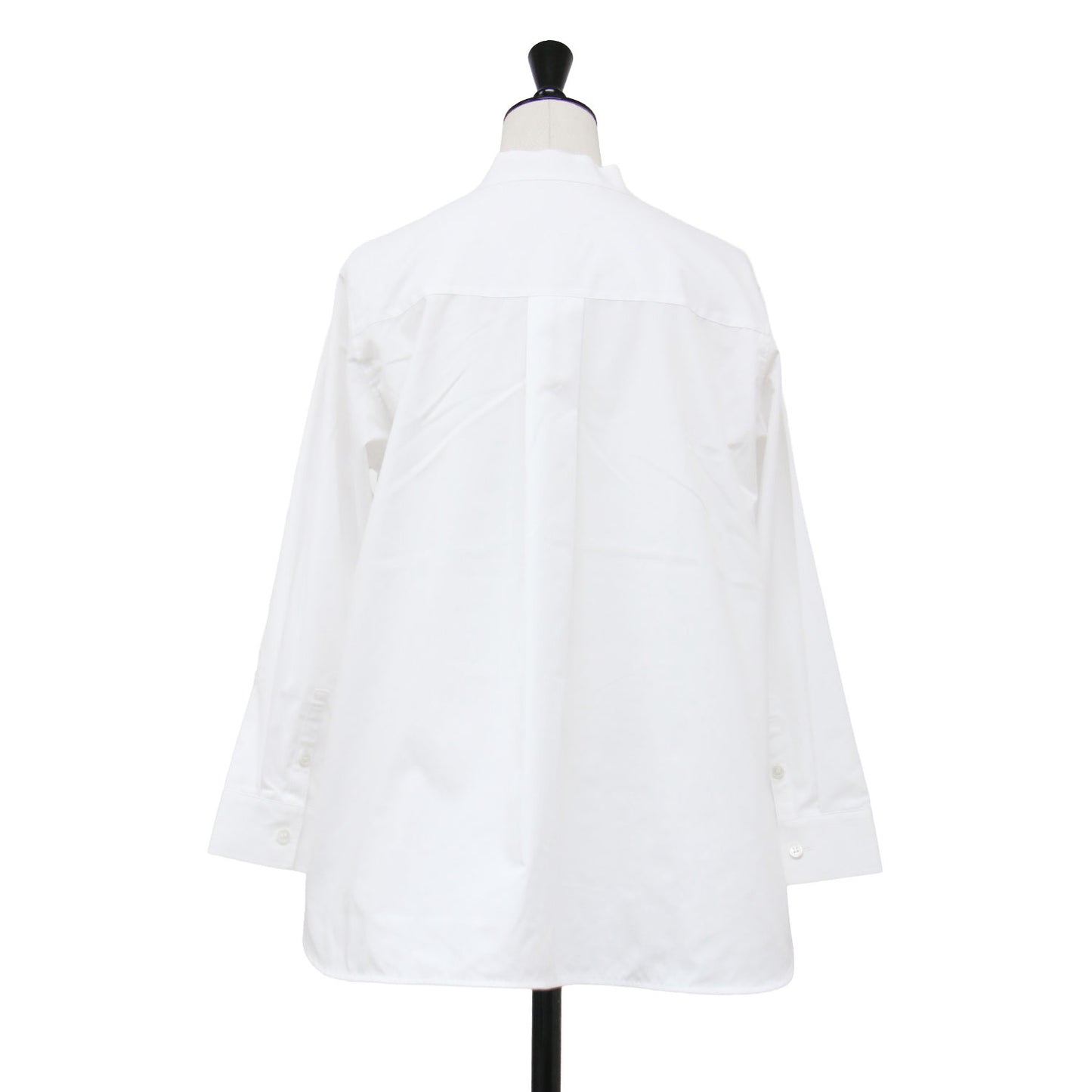 26春夏 バンドカラー 長袖 シャツ / LUXECOTTON NARVI SHIRT クルーネック バックヨーク タック 比翼ボタン ストレッチ コットン