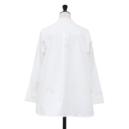 26春夏 バンドカラー 長袖 シャツ / LUXECOTTON NARVI SHIRT クルーネック バックヨーク タック 比翼ボタン ストレッチ コットン