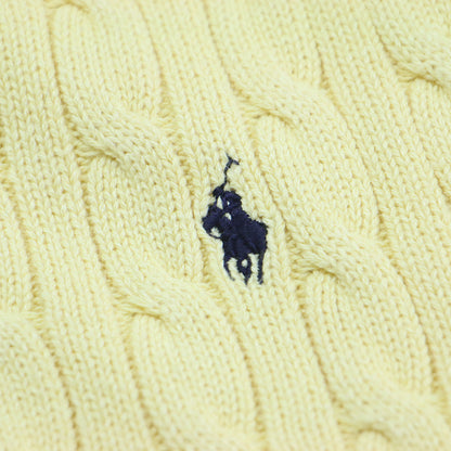 ポニー刺繍 ケーブルニット ベスト / プルオーバー Vネック ノースリーブ コットン