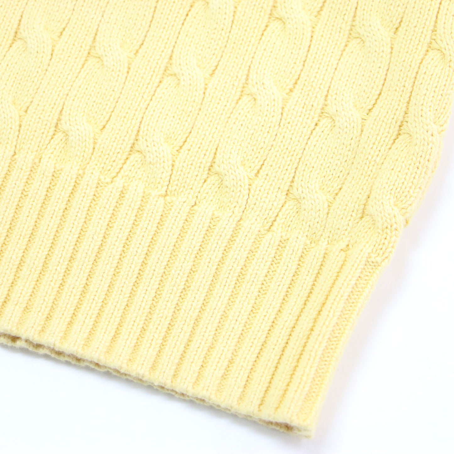 ポニー刺繍 ケーブルニット ベスト / プルオーバー Vネック ノースリーブ コットン