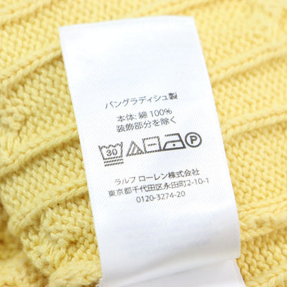 ポニー刺繍 ケーブルニット ベスト / プルオーバー Vネック ノースリーブ コットン