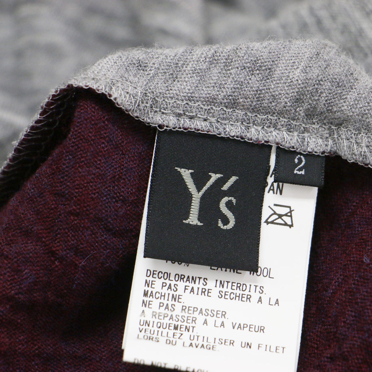 Y's アシンメトリー バイカラー フレア プルオーバー / Tシャツ 長袖 クルーネック Aライン ウール