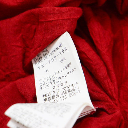 Y's シワ加工 アシンメトリー プルオーバー / Tシャツ 長袖 クルーネック ワイド Aライン ウール
