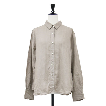 リネン 長袖 シャツ / レギュラーカラー コンパクト ドロップショルダー 2WAY カシュクール リラクシー