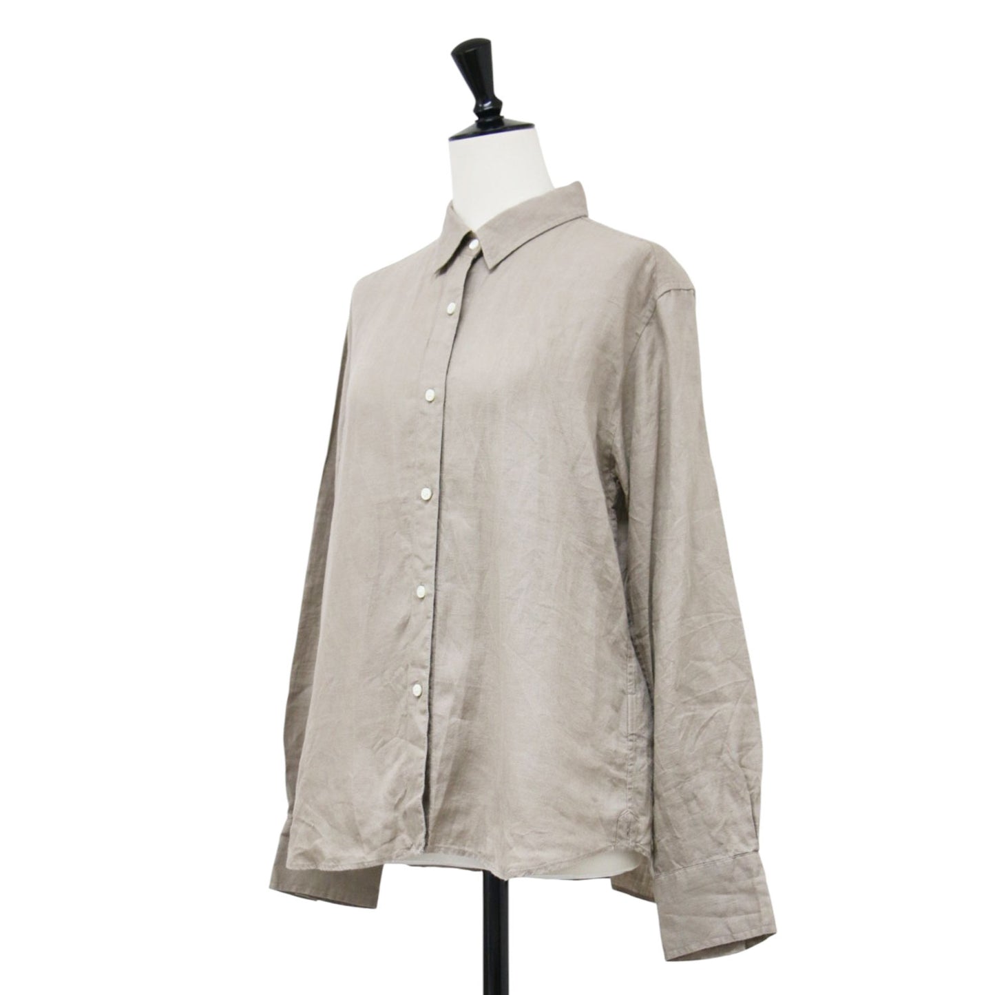 リネン 長袖 シャツ / レギュラーカラー コンパクト ドロップショルダー 2WAY カシュクール リラクシー