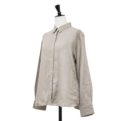 リネン 長袖 シャツ / レギュラーカラー コンパクト ドロップショルダー 2WAY カシュクール リラクシー