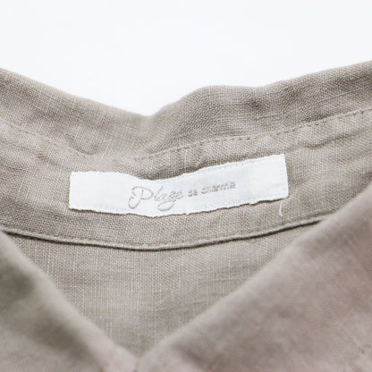 リネン 長袖 シャツ / レギュラーカラー コンパクト ドロップショルダー 2WAY カシュクール リラクシー