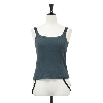 26春夏 コットン アイレットリブ キャミソール / COTTON EYELET RIB UP DOWN CAMISOLE ノースリーブ スクエアネック コンパクト ストラップ コットン