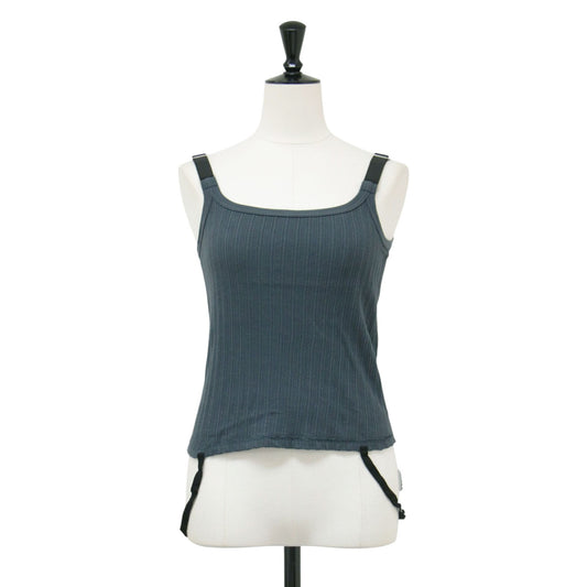26春夏 コットン アイレットリブ キャミソール / COTTON EYELET RIB UP DOWN CAMISOLE ノースリーブ スクエアネック コンパクト ストラップ コットン