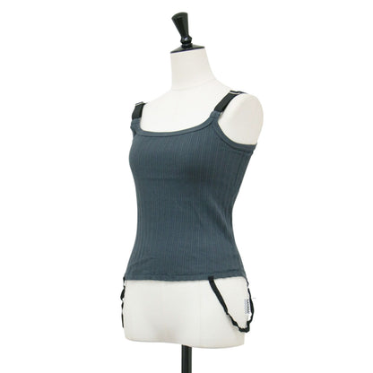 26春夏 コットン アイレットリブ キャミソール / COTTON EYELET RIB UP DOWN CAMISOLE ノースリーブ スクエアネック コンパクト ストラップ コットン