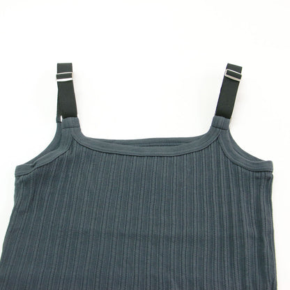 26春夏 コットン アイレットリブ キャミソール / COTTON EYELET RIB UP DOWN CAMISOLE ノースリーブ スクエアネック コンパクト ストラップ コットン