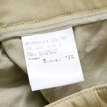 25春夏 ストレートチノパンツ / Cotton Chino ST CLASSIC PNT フルレングス センタープレス コットン ウォッシャブル