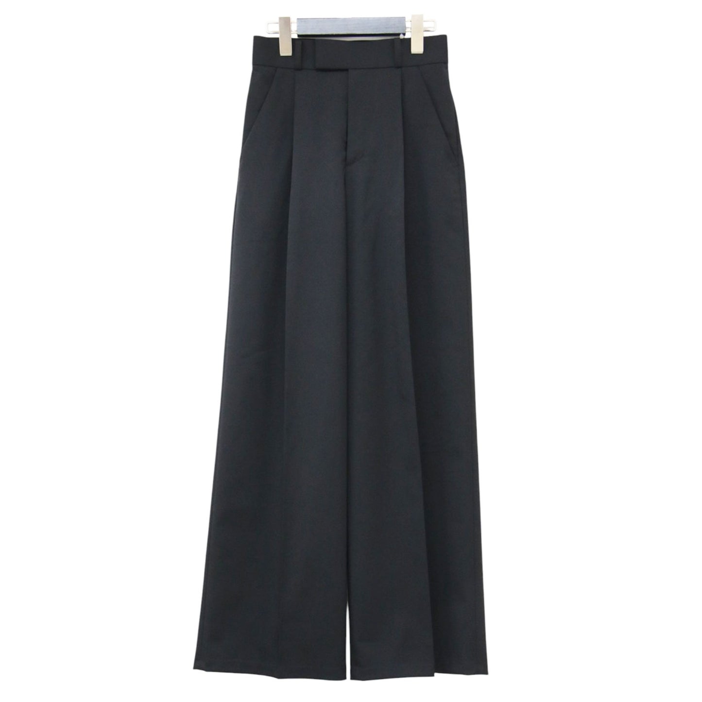 26春夏 エステルツイル ストレッチ スラックスパンツ / フルレングス センタープレス ストレートシルエット タック ダーツ ストレッチ