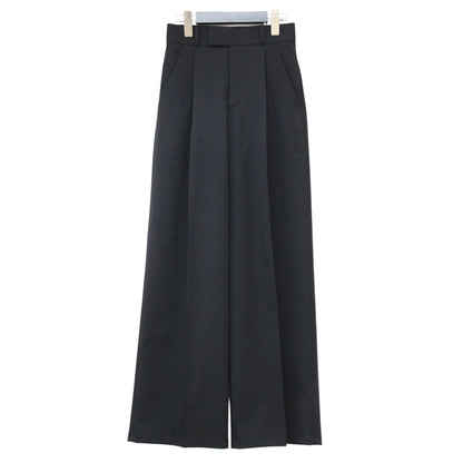 26春夏 エステルツイル ストレッチ スラックスパンツ / フルレングス センタープレス ストレートシルエット タック ダーツ ストレッチ