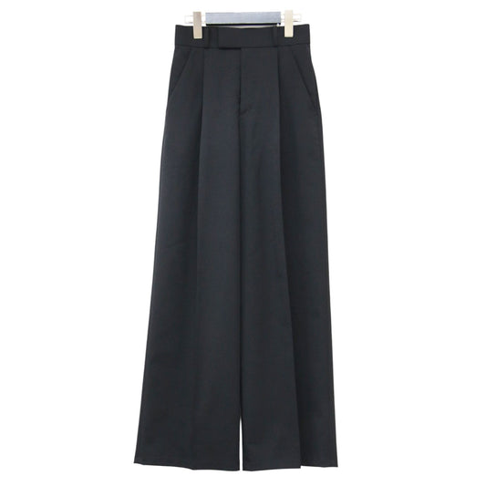 26春夏 エステルツイル ストレッチ スラックスパンツ / フルレングス センタープレス ストレートシルエット タック ダーツ ストレッチ