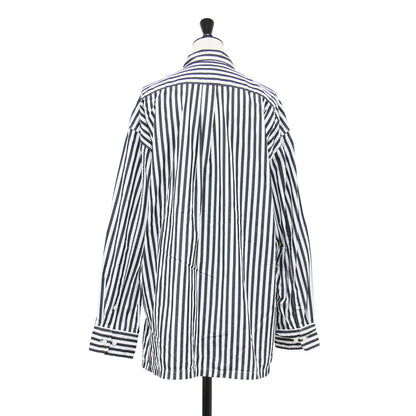 ボーイズ ボックス シャツ / Boys box プルオーバー 長袖 ドロップショルダー オーバーサイズ ストライプ バックヨーク タック コットン ウォッシャブル